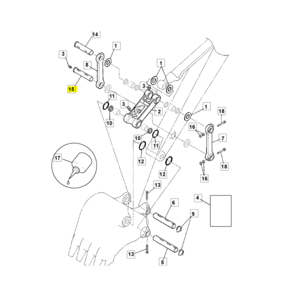 Sworzeń łącznika łyżki JS 130 ,145 JCB KNV0485 ZAM