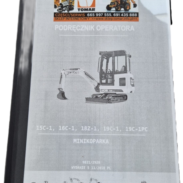 Podręcznik operatora minikoparek JCB 15C-1, 16C-1, 18Z-1,19C-1 ORG