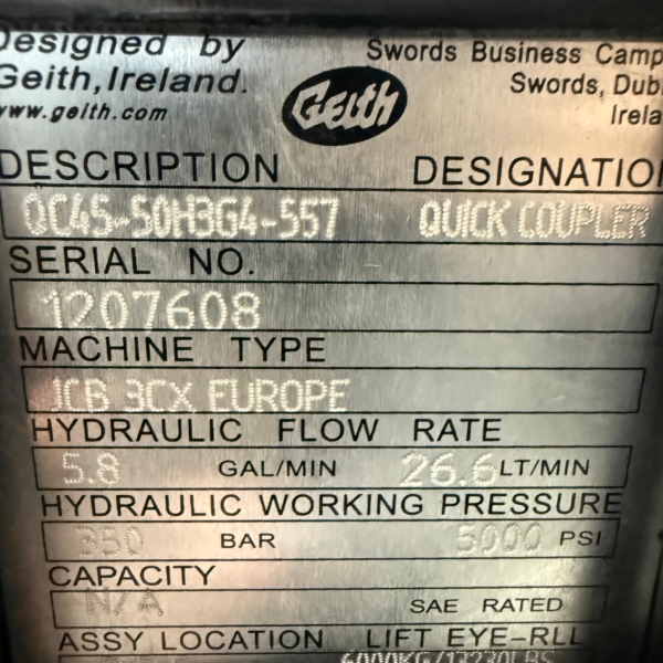 Szybkozłącze hydrauliczne Geith JCB 3CX OEM