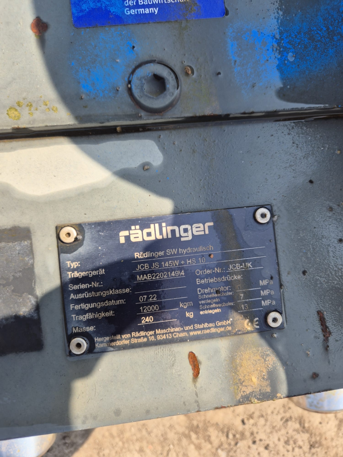 Szybkozłącze hydrauliczne RADLINGER MS10 SW10 HS10, do maszyn 13-15 ton NR. 1232 NOWE
