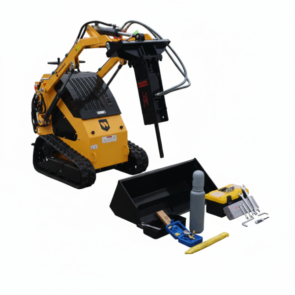Miniładowarka Gąsienicowa Burtowa WORKMAX 360 SKID-STEER Zestaw (Łyżka + Młot)
