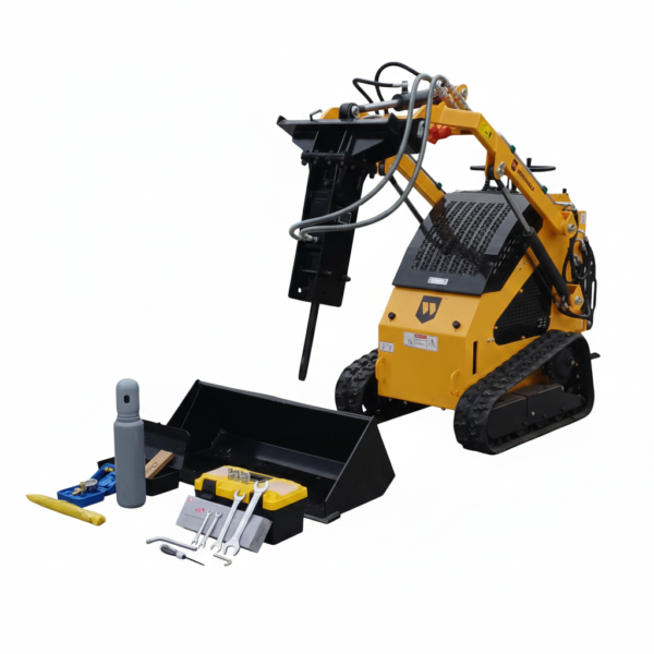 Miniładowarka Gąsienicowa Burtowa WORKMAX 360 SKID-STEER Zestaw (Łyżka + Młot)