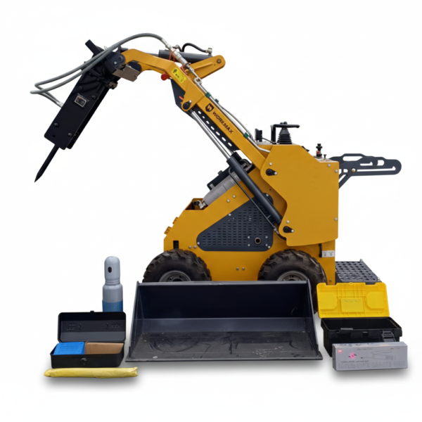 Miniładowarka Kołowa Burtowa WORKMAX 460 SKID-STEER Zestaw (Łyżka + Młot)